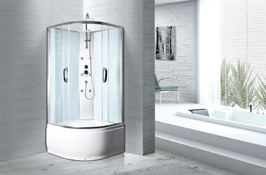 White ABS Tray Chrome Profiles Bathroom Shower Cabins 900 X 900 X 2350 mm