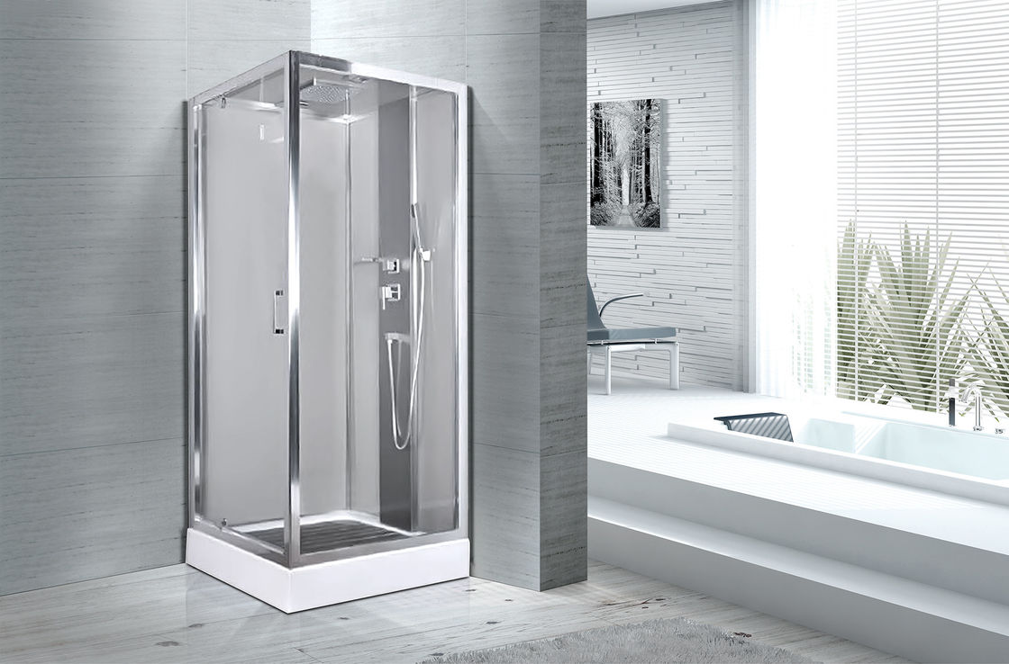 Square 900 X 900 Bathroom Shower Cabins White ABS Tray Chrome Profiles