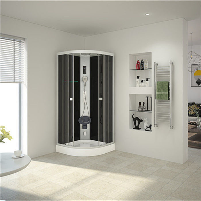 With Electronic computer panel Circle Quadrant Shower Cabin with white acrylic tray and roof