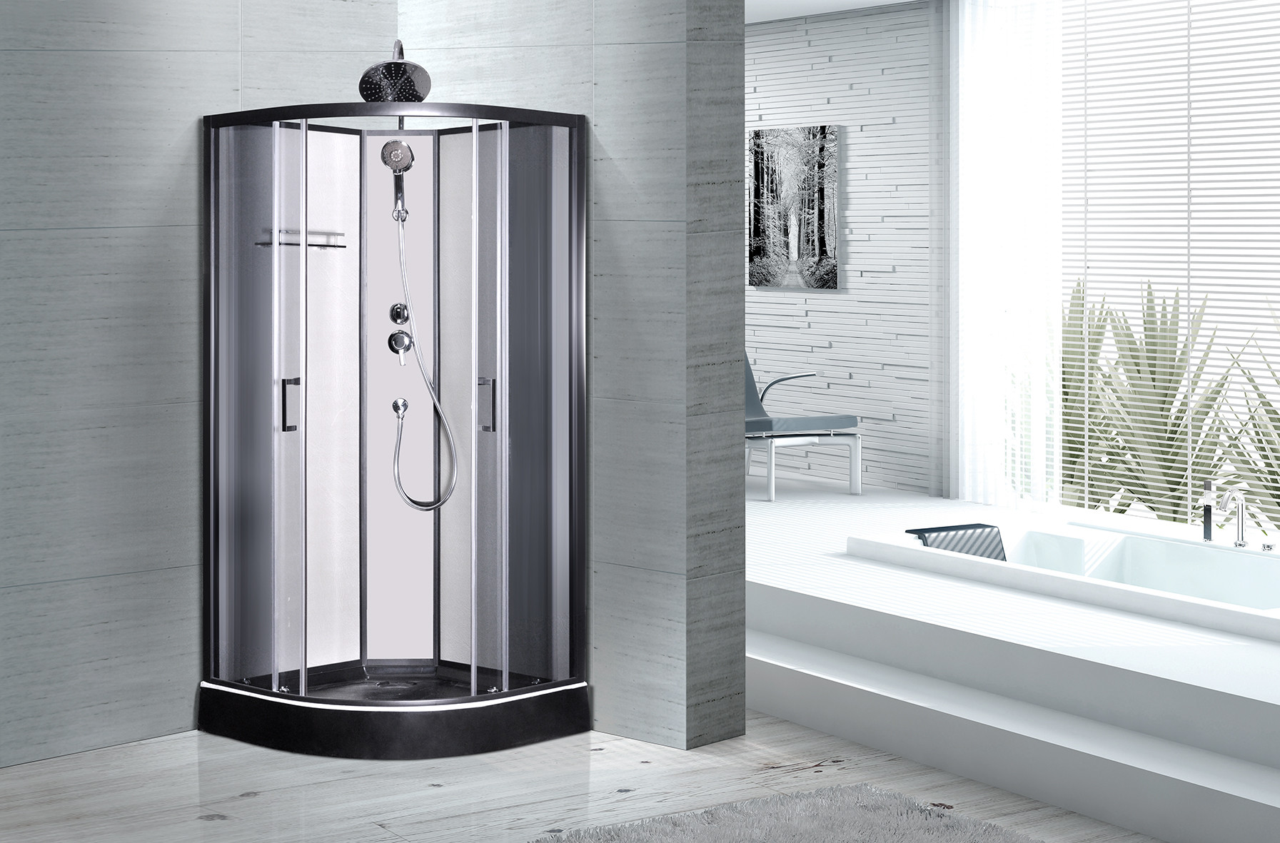 Modern Fully Enclosed Showers Units Matt Black Profiles CE SGS