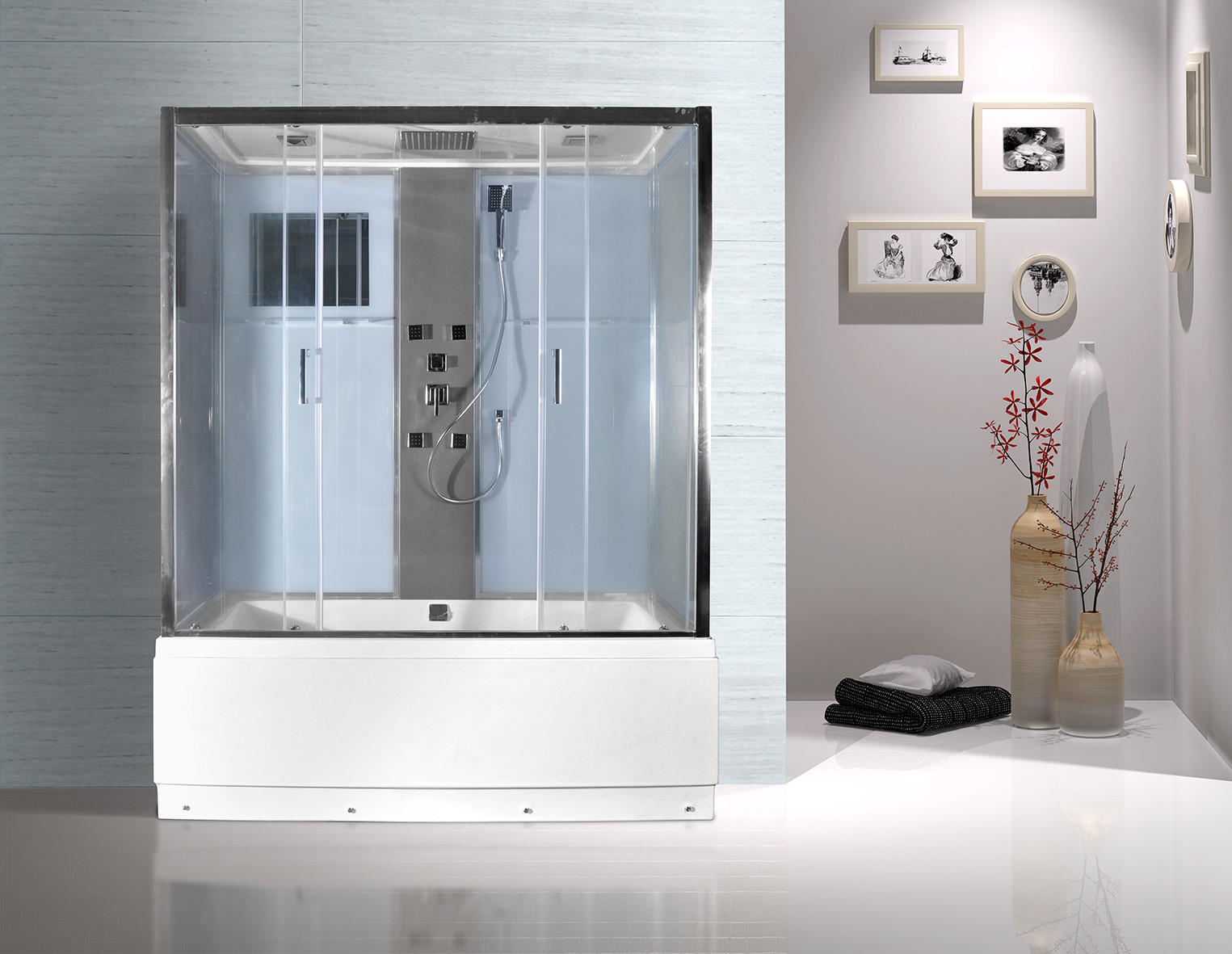 Rectangular Clear Glass Shower Enclosures , Rectangular Shower Stalls Kits