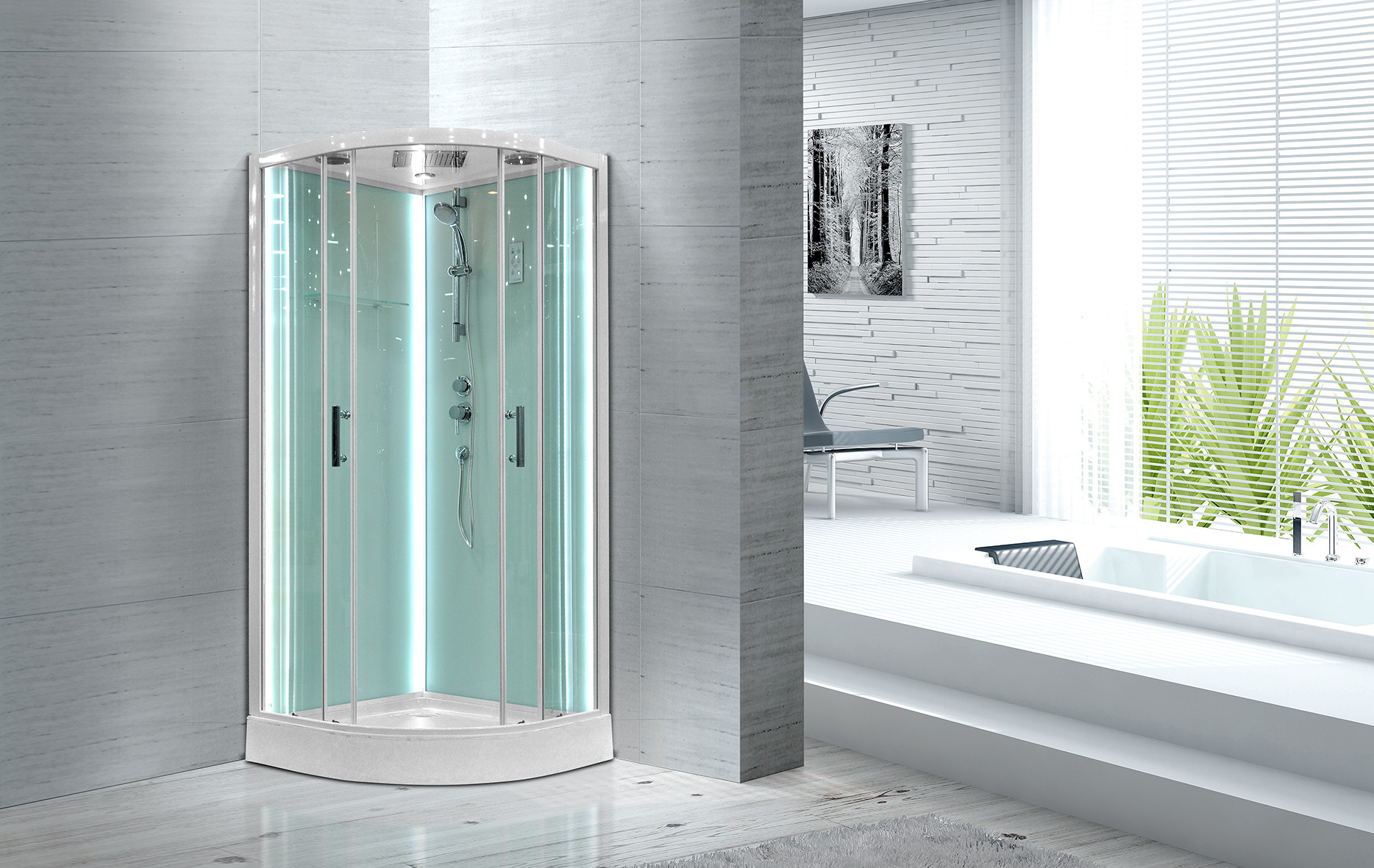 Free Standing Quadrant Shower Cubicles With Transparent Tempered Glass