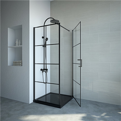 Black   6mm Tempered Glass Shower enclosures  800*800*1900mm