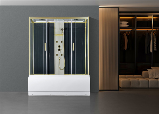 Shower Cabin with White  acrylic tray 170*85*2150cm   gold alumimium ,High tray