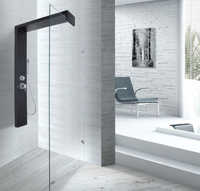 Black Shower Column 1500 X 900 Shower Enclosure With Double Clip SS Flexible Hose