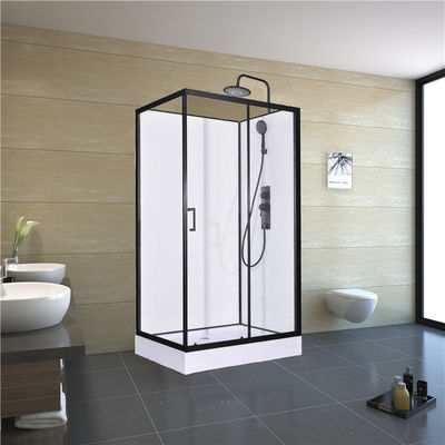 Square Bathroom Shower Cabins White Acrylic ABS Tray Black Painted