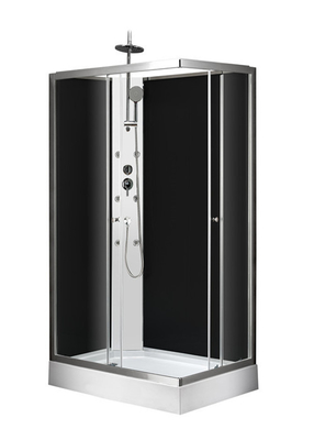 Square Bathroom Shower Cabins black Acrylic ABS Trays  chrome  Painted 120*80*225cm