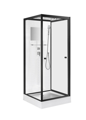 Pivot Door Square 4mm Tempered Clear Glass Shower Cabin With white Acrylic Tray