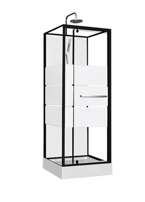 Fashion Pivot Door， Corner Shower Stalls , Square Shower Cabin with white acrylic tray