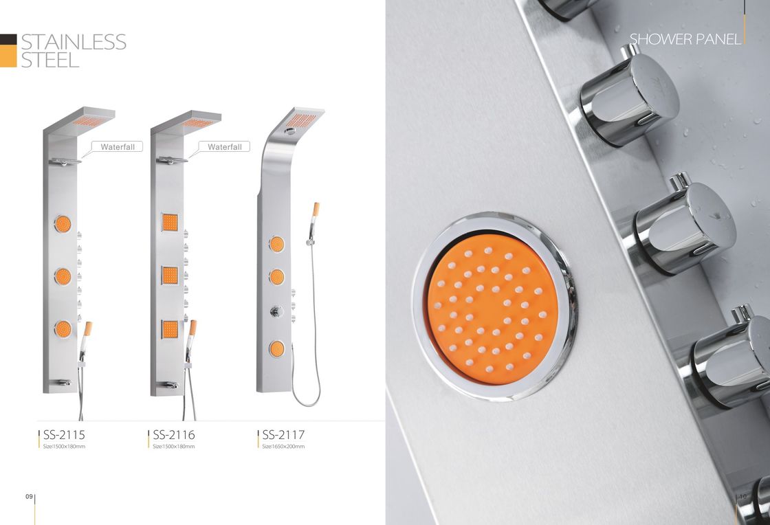 Professional Stainless Steel Shower Panel With Adjustable Orange Massage Jets