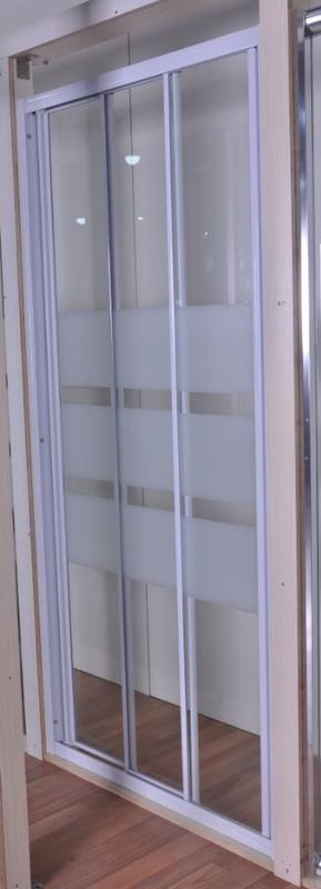 Custom Glass Shower Door , 3Pcs Shower Sliding Glass Doors With White Painted Profile