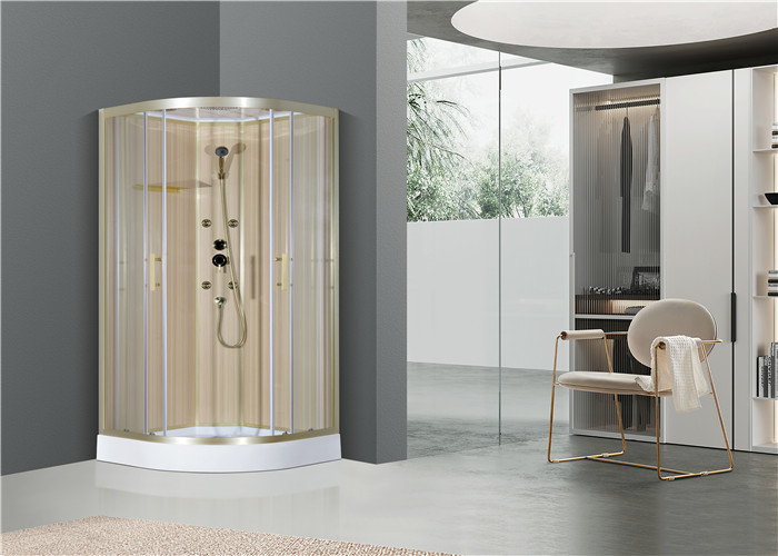 Shower Cabin with White  acrylic tray 900*900*2150cm   gold alumimium