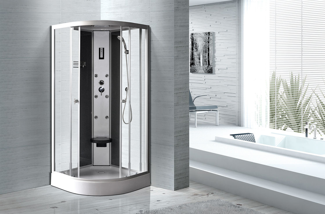 Matt Silver Profiles Curved Glass Shower Enclosures , Enclosed Shower Cubicles