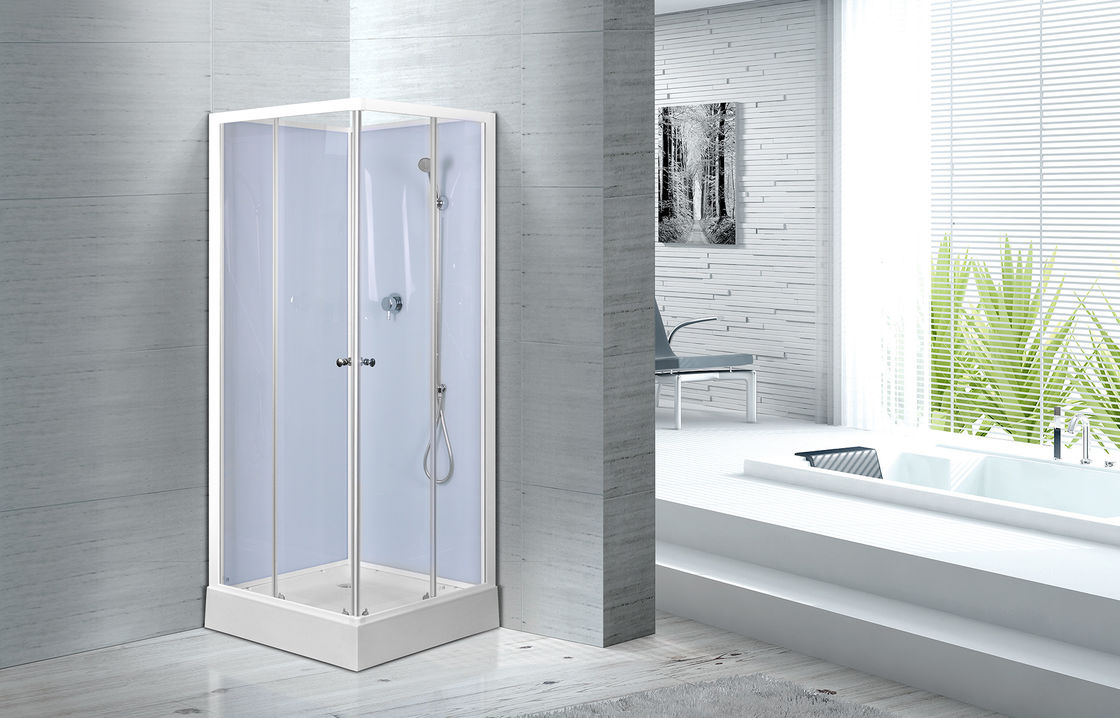 Waterproof White Painted Profiles Glass Shower Cabins , Glass Shower Stall Kits