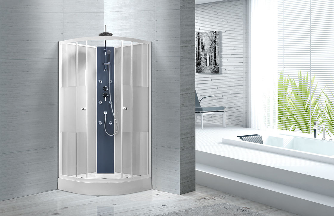 Popular White ABS Tray Corner Shower Stalls , Circle Quadrant Shower Cabin