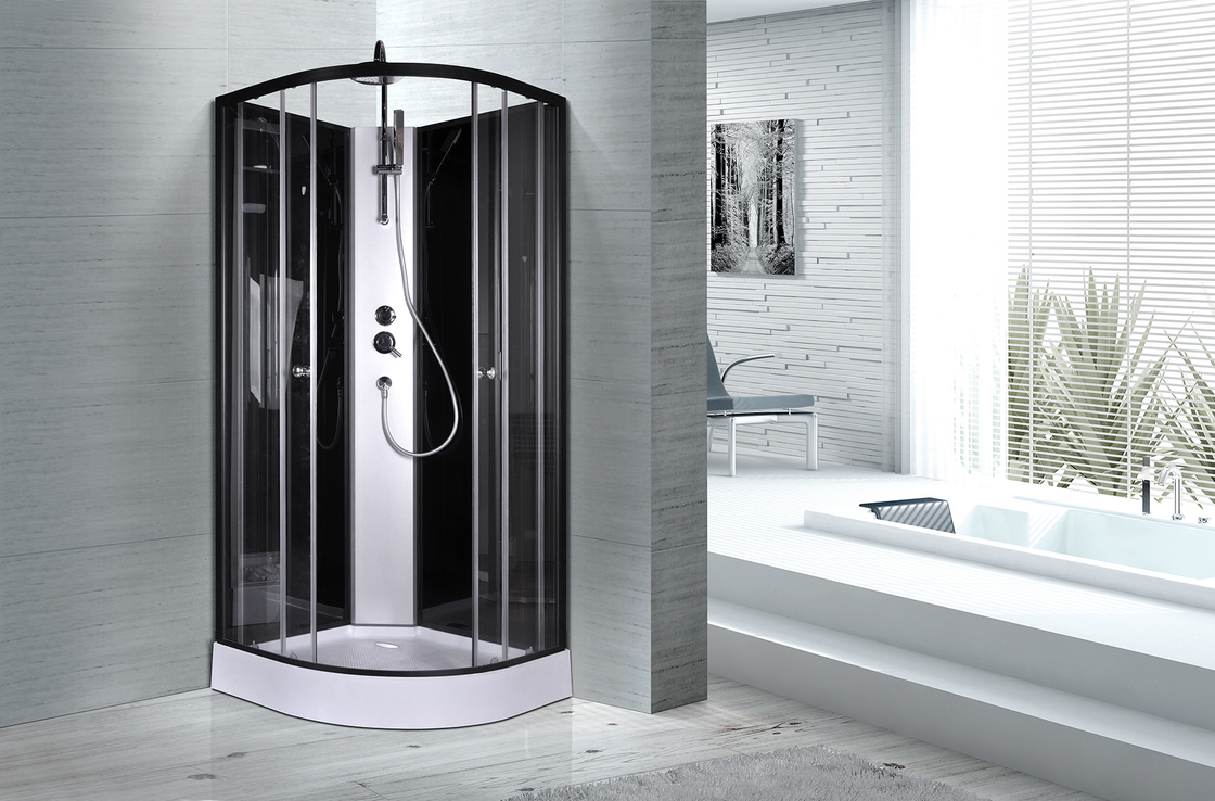 Circle Quadrant Shower Cabin with white acrylic tray and roof 85X85X225cm