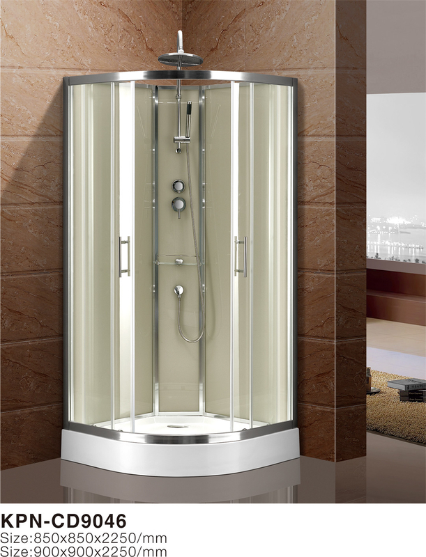 Circle Quadrant Shower Cabin with white acrylic tray  chrome aluminium