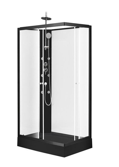 Square Bathroom Shower Cabins black Acrylic ABS Trays black  Painted 120*80*225cm