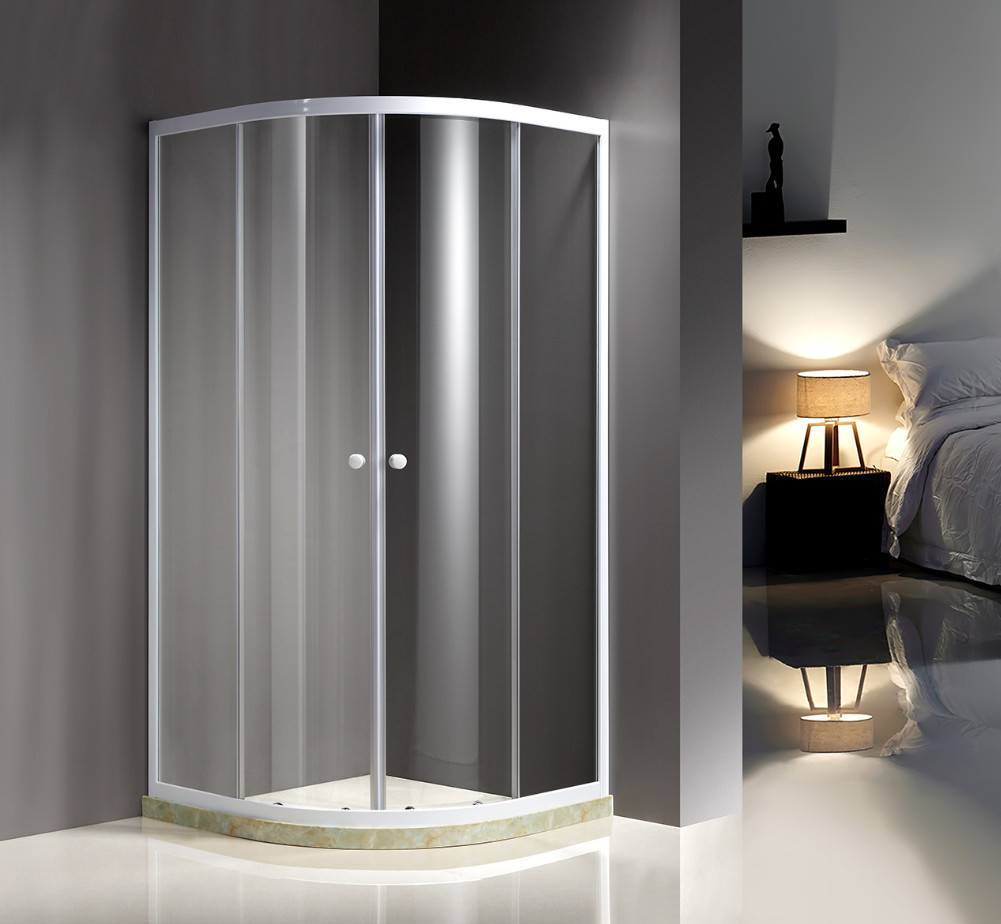White Quadrant Curved Corner Shower Enclosure Convenient Comfort Free