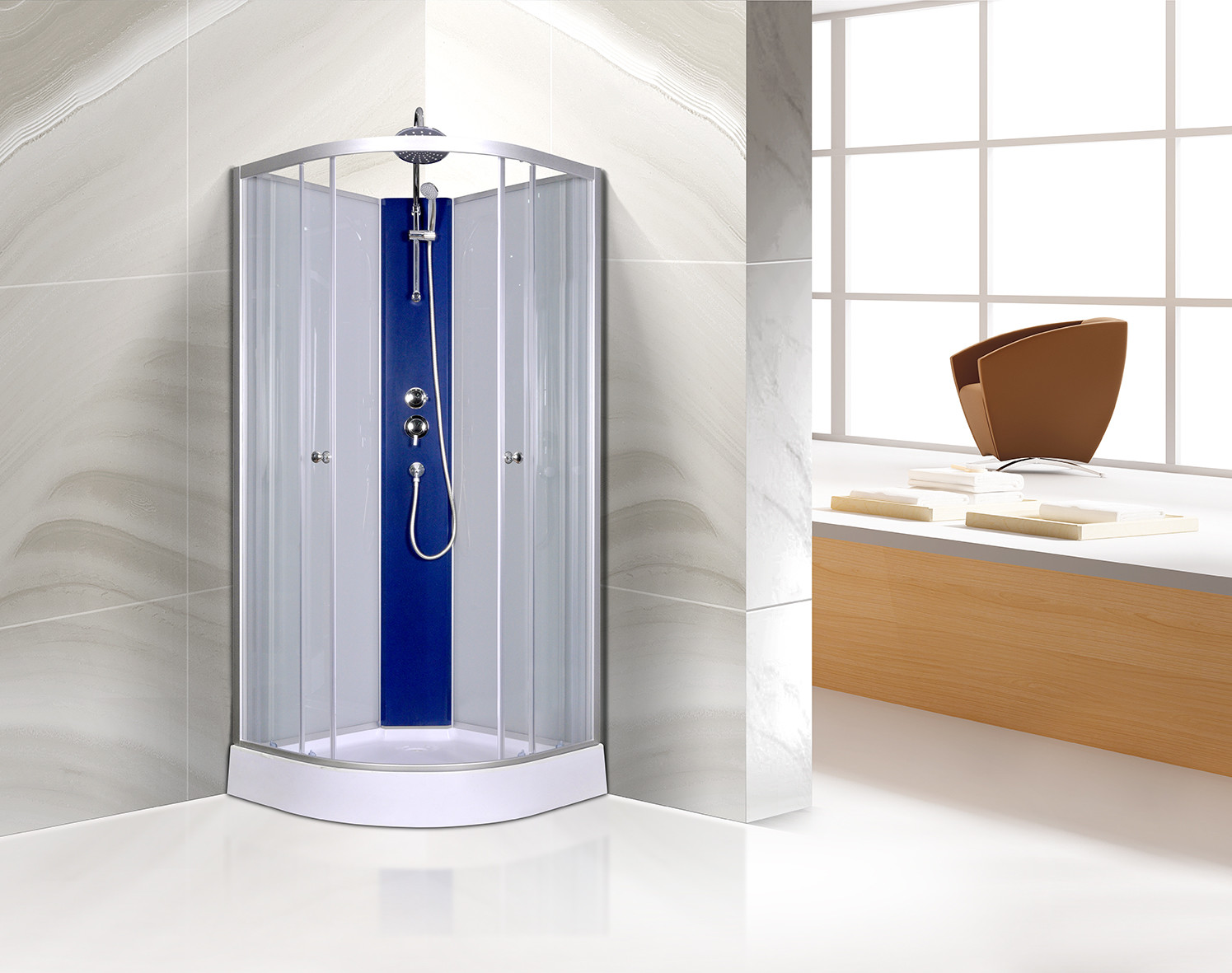 Quadrant Shower Cubicles 850 x 850 x 2250MM Circle Grey ABS Tray